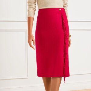 Talbots Red Fringe Wrap Skirt size 6